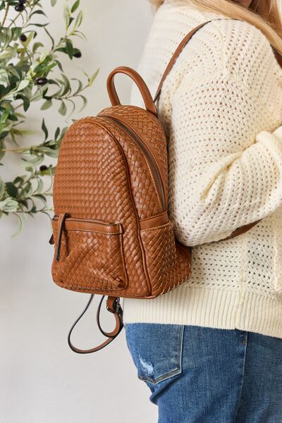 Leather Woven Backpack