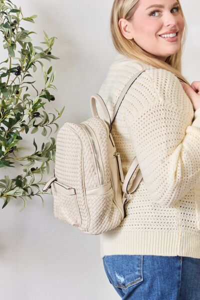 Leather Woven Backpack